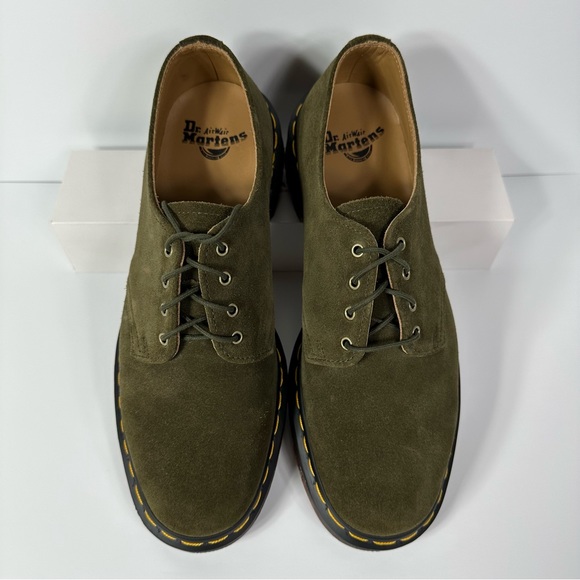 DOC SMITHS REPELLO CALF SUEDE DRESS SHOES MENS SIZE 9 OLIVE GREEN 4 EYE 1461 NEW - Picture 2 of 10
